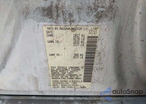 2016 Nissan Altima 2.5/2.5 S/2.5 Sl/2.5 Sr/2.5 Sv from USA, damaged, VIN 1N4AL3AP9GC136053